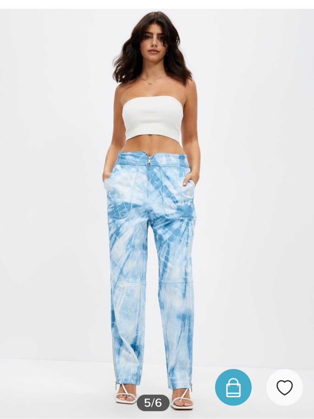 Third Form Tie-Dye Wide Leg Pants — Light Blue & White
